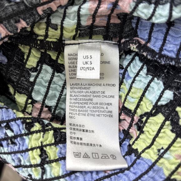 Free People Top blouse Women's Small Cottage Core Floral Elastic Bodice fitted - Picture 7 of 12